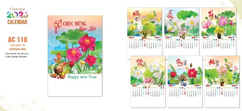 mẫu lịch đẹp về chủ đề hoa sen